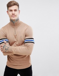 Свитер бежевого цвета с воротом на молнии и вышивкой осы River Island - Рыжий