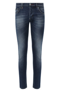 Джинсы прямого кроя с потертостями Philipp Plein