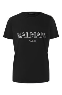 Хлопковая футболка с логотипом бренда Balmain