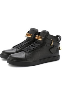 Высокие кожаные кеды на шнуровке с отделкой Buscemi