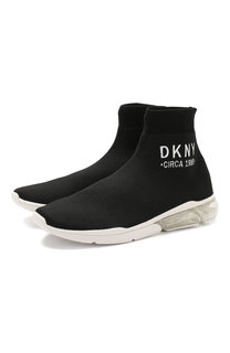 Высокие текстильные кроссовки без шнуровки DKNY