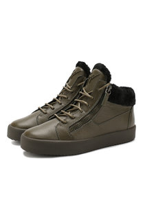 Кожаные кеды с внутренней меховой отделкой Giuseppe Zanotti Design