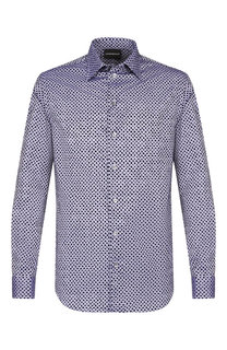 Хлопковая рубашка с воротником кент Emporio Armani