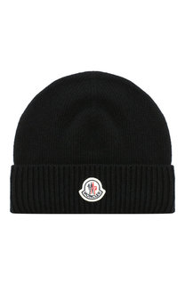 Шерстяная шапка с логотипом бренда Moncler