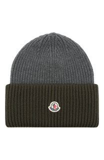 Шерстяная шапка с логотипом бренда Moncler