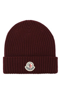Шерстяная шапка с логотипом бренда Moncler