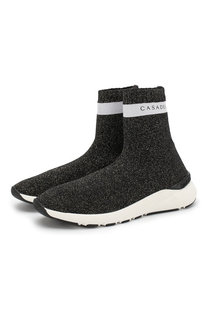 Высокие текстильные кроссовки с люрексом Casadei