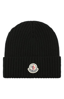 Кашемировая шапка с логотипом бренда Moncler