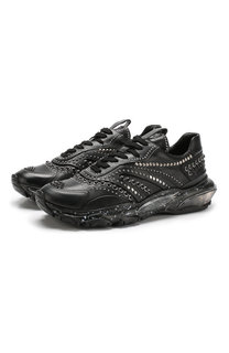 Кожаные кроссовки на шнуровке с декоративной отделкой Valentino