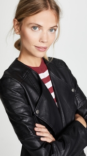 BB Dakota Jack by BB Dakota One More Time Drape Front Vegan Leather Jacket