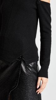 Yigal Azrouel Asymmetrical Button Detail Cashmere Sweater