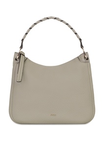 Серая сумка с плетеной ручкой Furla