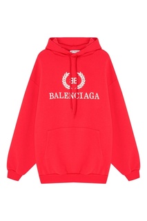 Красное худи с логотипом Balenciaga