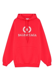 Красное худи с логотипом Balenciaga