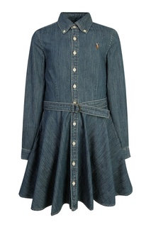 Джинсовое платье-рубашка с поясом Ralph Lauren Kids