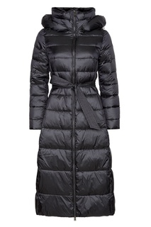 Черное стеганое пальто с поясом Mila Marsel