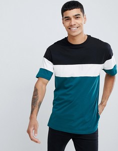 Сине-зеленая oversize-футболка в стиле колор блок New Look - Зеленый