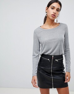Серый лонгслив с овальным вырезом River Island - Серый