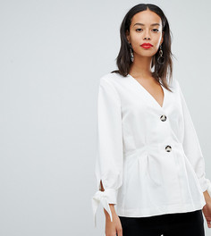 Блузка с присборенной талией и пышными рукавами Y.A.S Tall - Белый