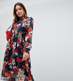 Платье миди с цветочным принтом Boohoo - Мульти