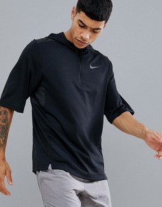 Худи черного цвета с короткими рукавами Nike Running Pacer AH6303-010 - Черный
