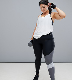Серые леггинсы колор блок Nike Training Plus Power - Серый