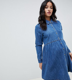 Свободное джинсовое платье-рубашка ASOS DESIGN Maternity - Синий