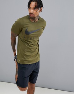 Футболка цвета хаки Nike Training 739420-395 - Зеленый
