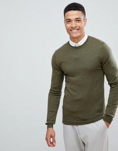 Обтягивающий джемпер цвета хаки из мериносовой шерсти ASOS DESIGN - Зеленый