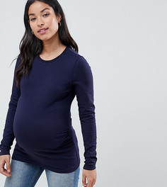 Темно-синий лонгслив с круглым вырезом и драпировкой ASOS DESIGN Maternity - Темно-синий