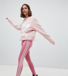 Розовые леггинсы с тремя полосками adidas Originals - Красный