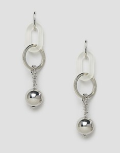 Серебристые серьги с полимерным звеном и металлическим шариком ASOS DESIGN - Серебряный
