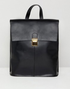 Кожаный рюкзак с портфельной застежкой ASOS DESIGN - Черный