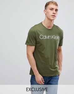 Футболка оливкового цвета с логотипом Calvin Klein - Зеленый