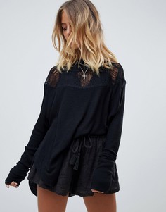Топ с кружевной отделкой Free People Spring Valley - Черный