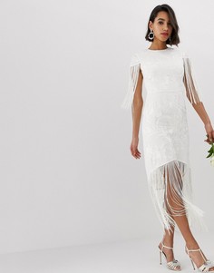 Свадебное платье с вышивкой и бахромой ASOS EDITION - Белый
