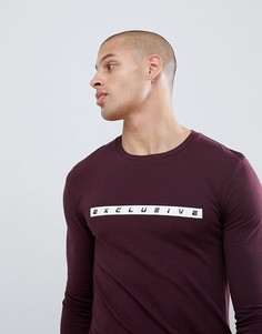 Облегающий лонгслив с надписью exclusive ASOS DESIGN - Красный