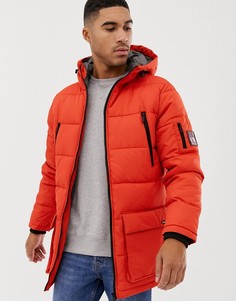 Оранжевая длинная дутая куртка с капюшоном Nicce - Оранжевый