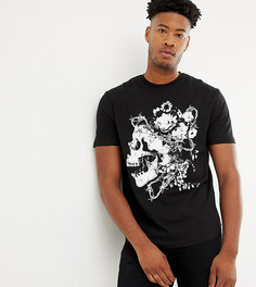 Свободная футболка с цветочным принтом черепа ASOS DESIGN Tall - Черный