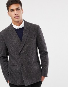 Двубортный приталенный блейзер в клетку Selected Homme - Коричневый