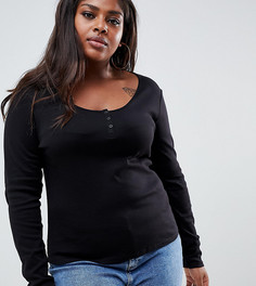 Черный лонгслив на пуговицах ASOS DESIGN Curve - Черный