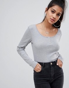 Серый лонгслив на пуговицах ASOS DESIGN - Серый