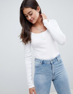 Белый лонгслив с пуговицами ASOS DESIGN - Белый
