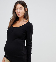 Черный лонгслив с пуговицами ASOS DESIGN Maternity - Черный