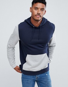 Худи с контрастными рукавами и карманом ASOS DESIGN - Темно-синий