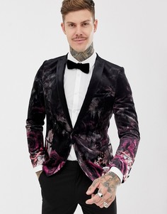 Облегающий блейзер с цветочным принтом Twisted Tailor - Черный