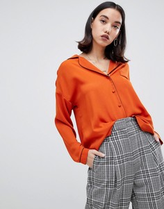 Пижамная рубашка с отделкой кантом ASOS DESIGN - Коричневый
