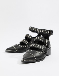 Туфли на плоской подошве с заклепками ASOS DESIGN Madge - Черный