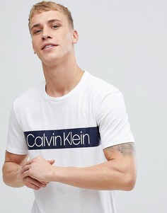 Белая футболка в полоску с логотипом Calvin Klein - Белый