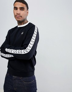 Черный свитшот с круглым вырезом и лентами Fred Perry Sports Authentic - Черный